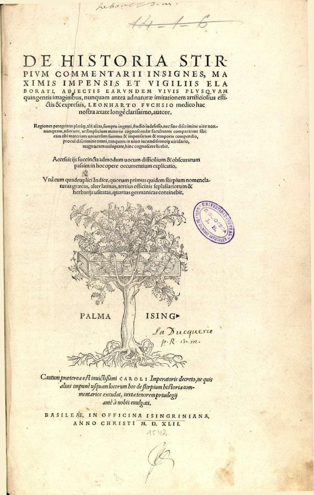 Titre complet : De Historia Stirpium commentarii insignes