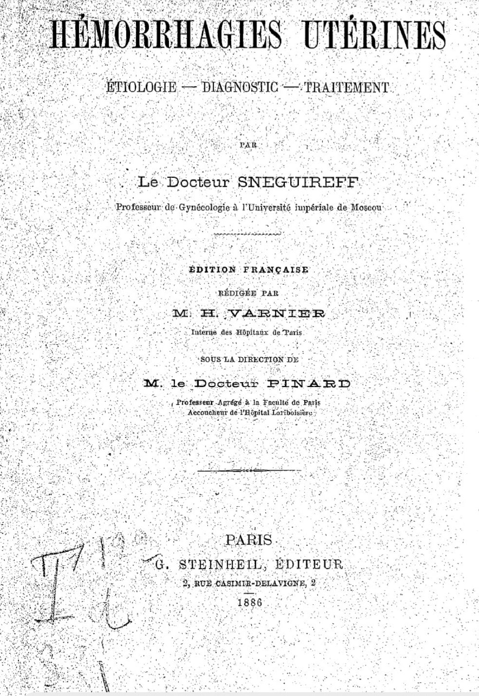 Extrait Titre complet : "Hémorragies utérines : étiologie, diagnostic, traitement."