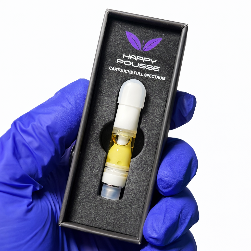 Cartouche vape BLUE LAVANDE, Happy Pousse — cartouche présentée dans son coffret ouvert