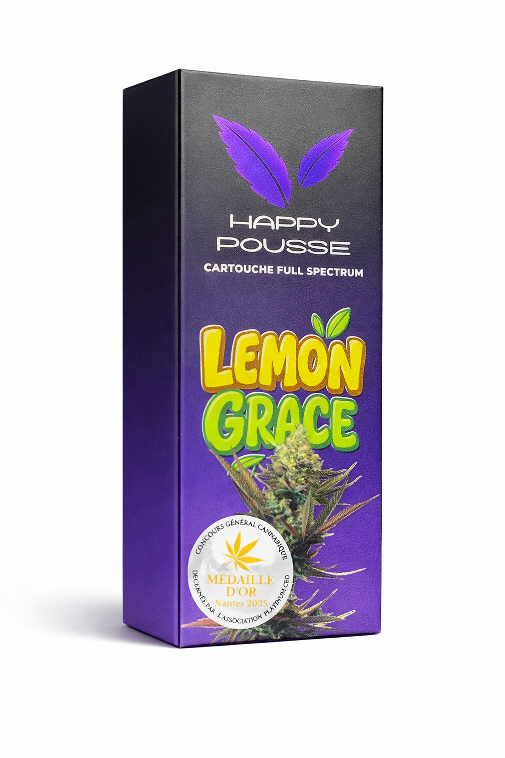 Cartouche vape LEMON GRACE, Happy Pousse — boîte de la cartouche LEMON GRACE