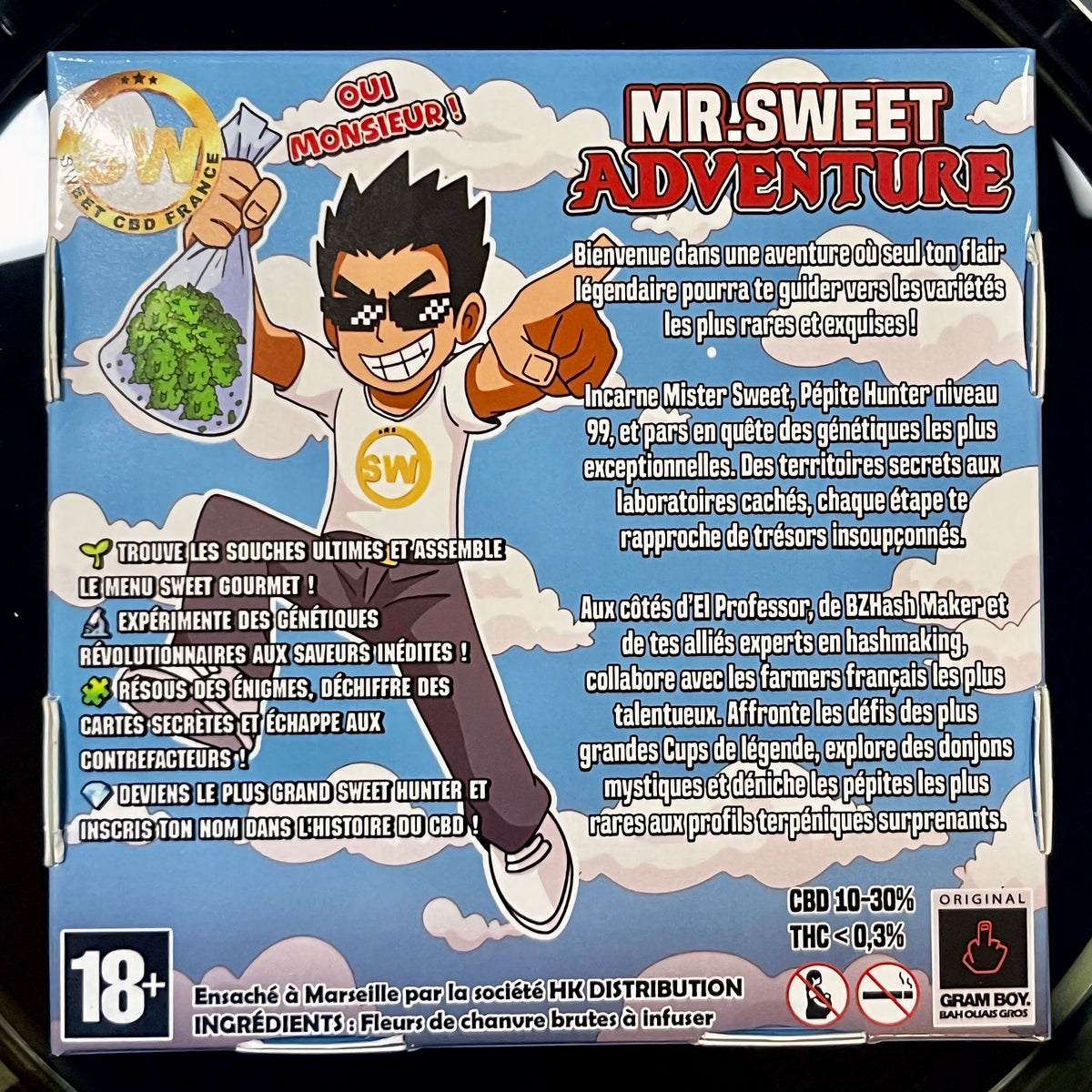 Boîte collector Mr Sweet Adventures, détail de la face arrière