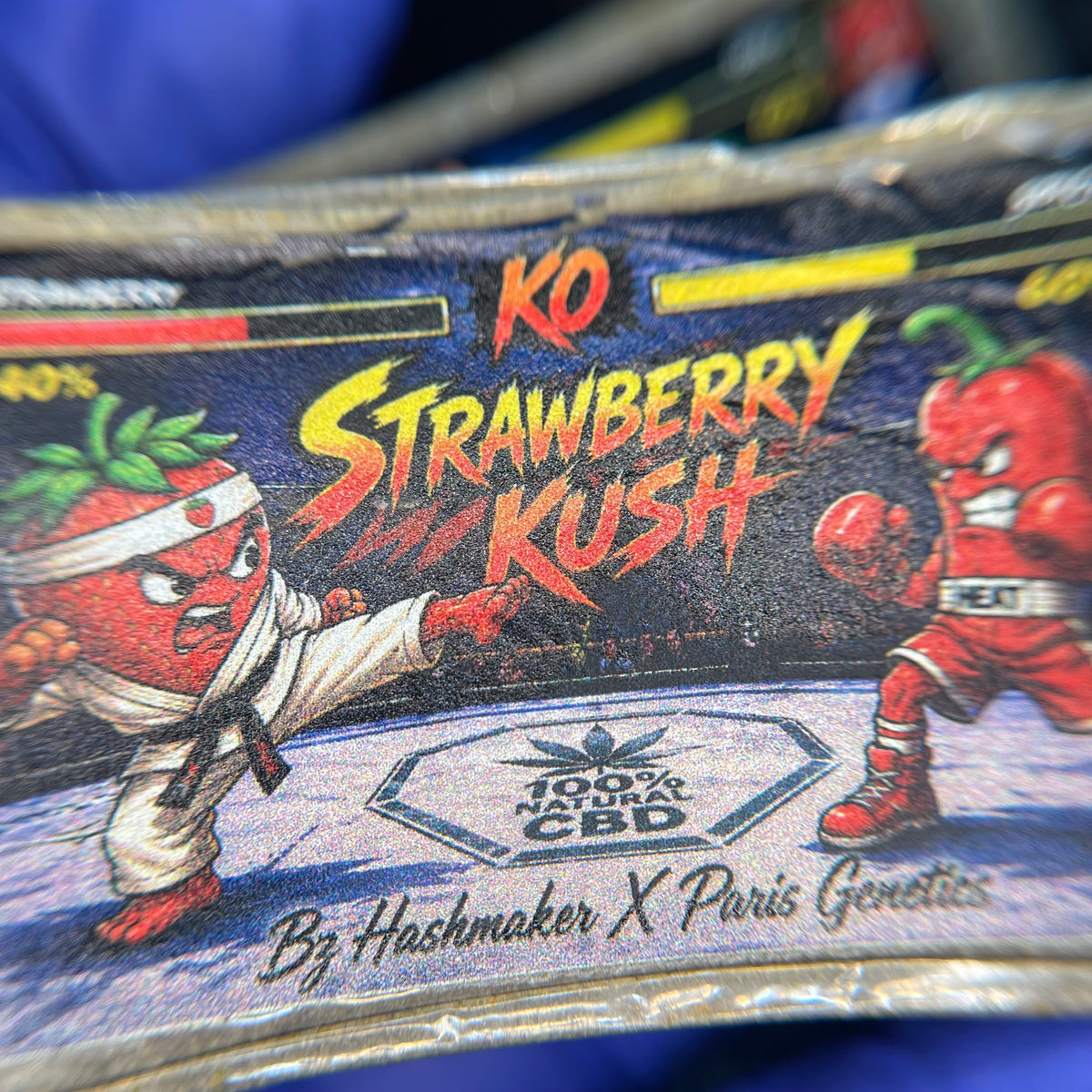 STRAWBERRY KUSH, résine CBD — étiquette STRAWBERRY KUSH