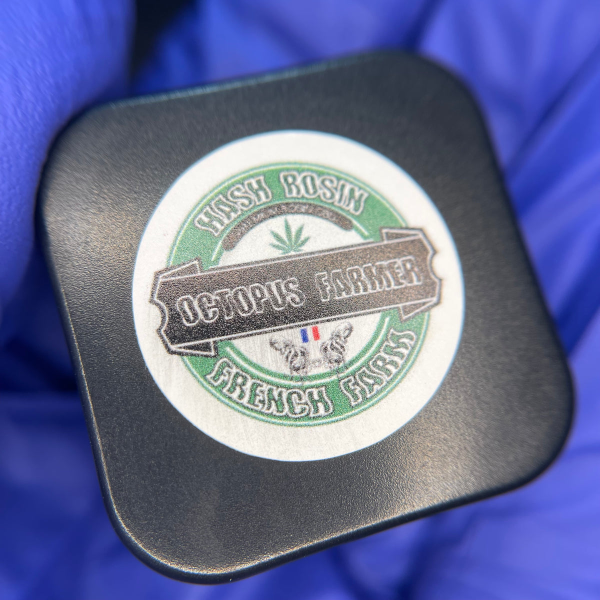 GASSY LIME, rosin CBD Octo Farmer — pot fermé avec étiquette Octo Farmer
